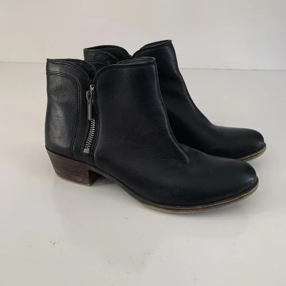 Lucky Brand Breah Double Zipper bootie Stacked Heel Brown Suede Ankle Boot 7.5 - Picture 5 of 9